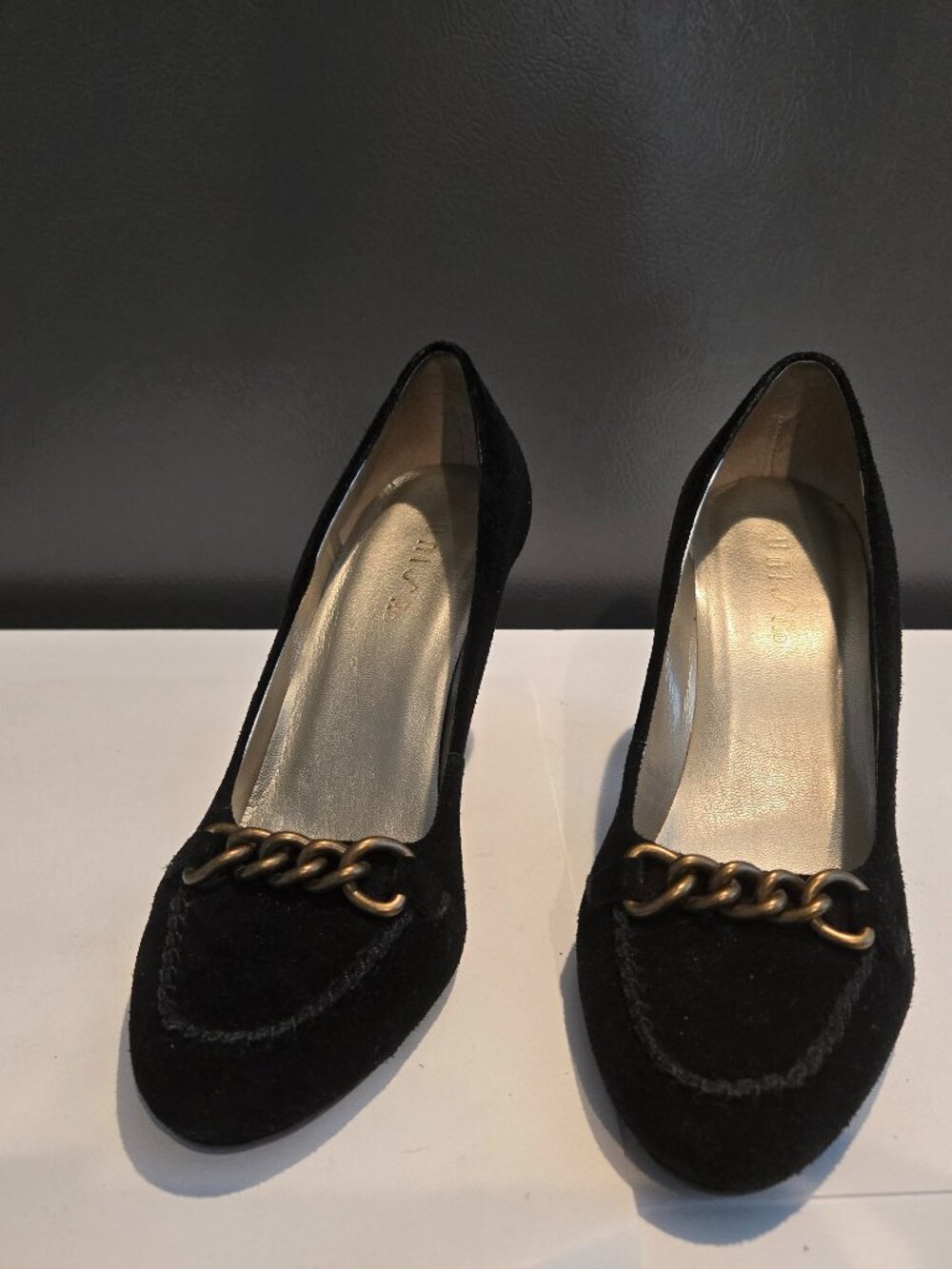 Black Suede Unisa Heeled Pumps, Size 8.5 US